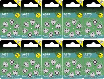 Pile VISIODIRECT 60 Piles Zinc Air A675/675 PR44 1,45V