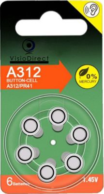 Pile VISIODIRECT 6 Piles Zinc Air A312/312 PR41 1,45V