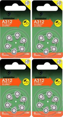 Pile VISIODIRECT 24 Piles Zinc Air A312/312 PR41 1,45V