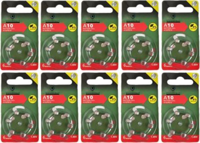 Pile VISIODIRECT 60 Piles Zinc Air Type A10/10 PR70 1,45V