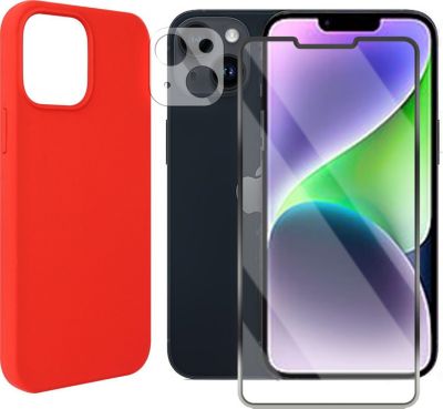 Protège écran VISIODIRECT 2 Verre pour iPhone 14 Plus+Coque Rouge