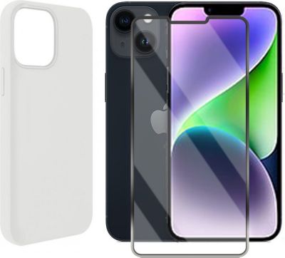 Protège écran VISIODIRECT 2 verre+ Coque Blanc pour iPhone 14 Plus