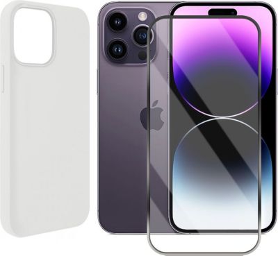 Protège écran VISIODIRECT 2Verre+Coque Blanc pour iPhone 14 ProMax