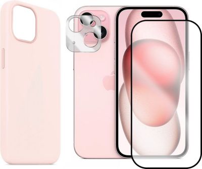 Protège écran VISIODIRECT 2 Verre Trempé pour iPhone 15+Coque Rose Protège écran VISIODIRECT 2 Verre Trempé pour iPhone 15+Coque Rose