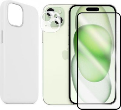 Protège écran VISIODIRECT 2 Verre pour iPhone 15 Plus +Coque Blanc