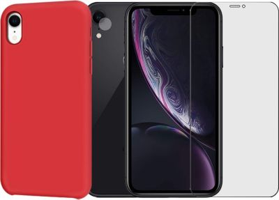Protège écran VISIODIRECT 2Verre Trempé pour iPhone XR+Coque Rouge