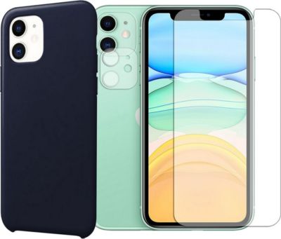 Protège écran VISIODIRECT 2 Verre pour iPhone 11+Coque Bleu Marine
