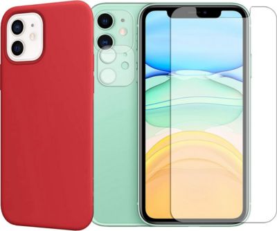 Protège écran VISIODIRECT 2Verre Trempé pour iPhone 11+Coque Rouge