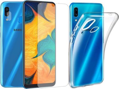 Protège écran VISIODIRECT 2 Verre Trempé pour Samsung A30 + Coque