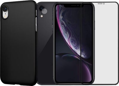 Protège écran VISIODIRECT 2 Verres pour iPhone XR + Coque Noire