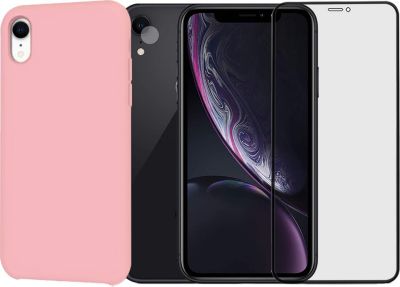 Protège écran VISIODIRECT 2Verre Trempé pour iPhone XR+Coque Rose
