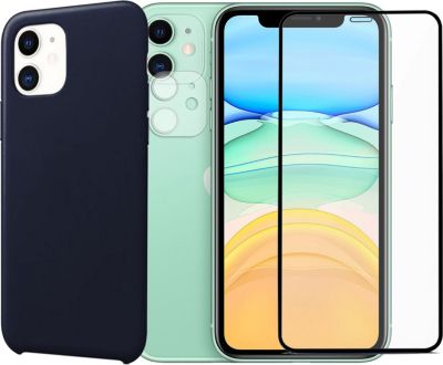 Protège écran VISIODIRECT 2 Verre Trempé pour iPhone 11+Coque Bleu
