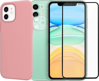 Protège écran VISIODIRECT 2 Verre pour iPhone 11+Coque Rose Clair