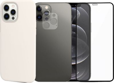 Protège écran VISIODIRECT 2 Verre pour iPhone 12 Pro+Coque Blanche