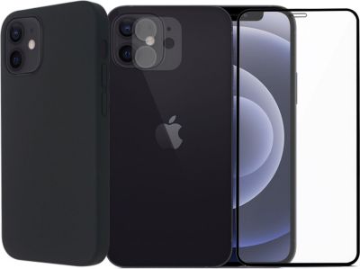 Protège écran VISIODIRECT 2Verre Trempé pour iPhone 12+Coque Noire