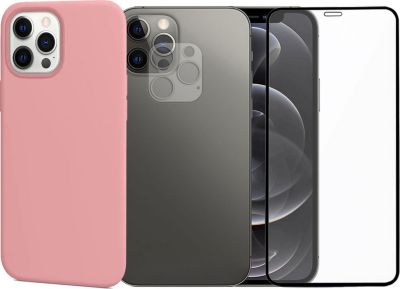 Protège écran VISIODIRECT 2 Verre pour iPhone 12 Pro + Coque Rose