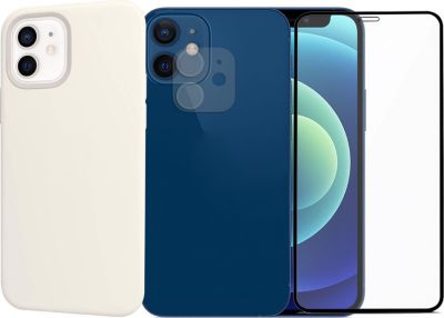Protège écran VISIODIRECT 2Verre pour iPhone 12 Mini + Coque Blanc
