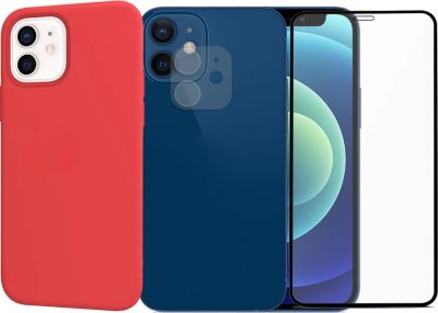 Protège écran VISIODIRECT 2 Verre pour iPhone 12 Mini +Coque Rouge Protège écran VISIODIRECT 2 Verre pour iPhone 12 Mini +Coque Rouge