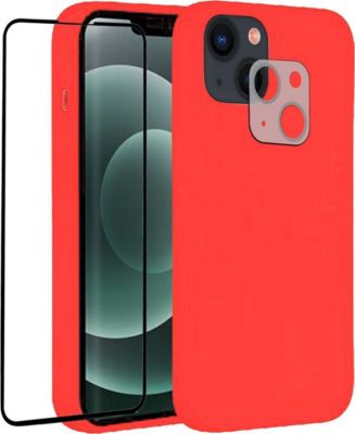 Protège écran VISIODIRECT 2 Verre pour iPhone 13 Mini+Coque Rouge
