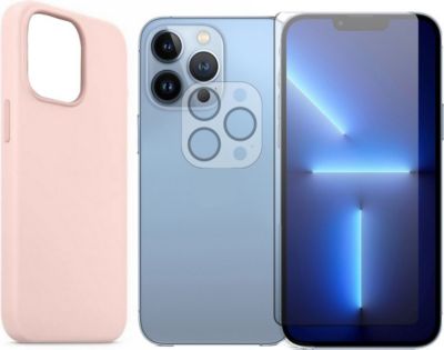 Protège écran VISIODIRECT 2 Verre pour iPhone 13 Pro + Coque Rose