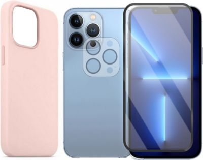 Protège écran VISIODIRECT 2Verre pour iPhone 13 Pro Max+Coque Rose