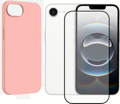 Coque VISIODIRECT Verre trempé+ Coque Rose pour iPhone 16E Coque VISIODIRECT Verre trempé+ Coque Rose pour iPhone 16E