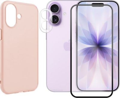 Protège écran VISIODIRECT Verre Trempé pour Iphone 17 + Coque rose