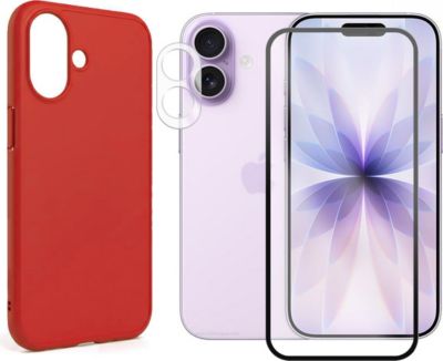 Protège écran VISIODIRECT Verre Trempé pour Iphone 17+ Coque rouge