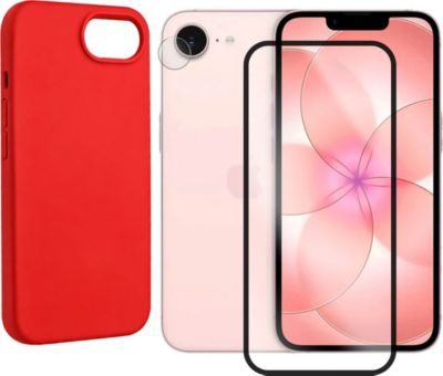 Protège écran VISIODIRECT 2Verre pour iPhone 17e 6.1"+ Coque Rouge