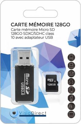 Carte Micro SD VISIODIRECT Carte Mémoire Micro SD 128Go SDXC/SDHC