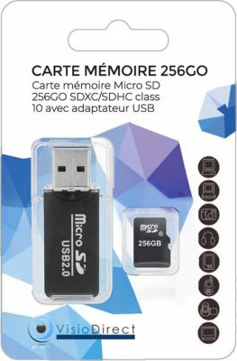 Carte Micro SD VISIODIRECT Carte Mémoire Micro SD 256Go SDXC/SDHC