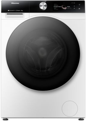 Lave linge hublot HISENSE WF7S1247BW - 12 kg - 1400 tr/min - Classe A - Moteur induction - Autodosage - Connecté - Noir
