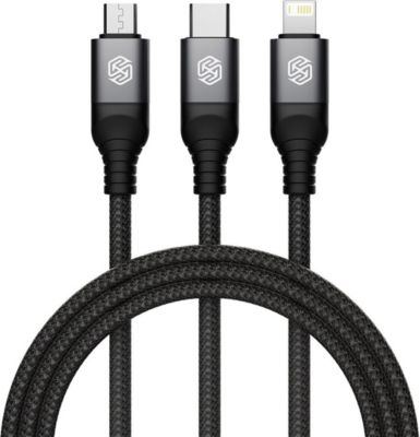 Câble USB NILLKIN USB-A 3-en-1 Swift Pro Nylon Tressé 1.5m