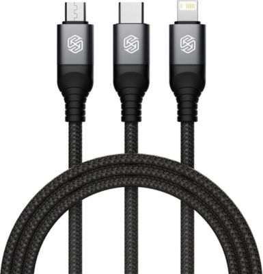 Câble USB NILLKIN USB-A 3-en-1 Swift Pro Nylon Tressé 1.5m Câble USB NILLKIN USB-A 3-en-1 Swift Pro Nylon Tressé 1.5m