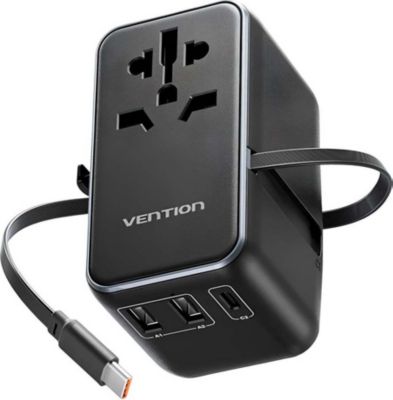 Adaptateur de voyage VENTION Universel 3 USB avec Câble USB-C GaN