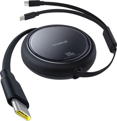 Câble alimentation BASEUS 2 USB-C / USB-C 100W Rétractable 1m Noir