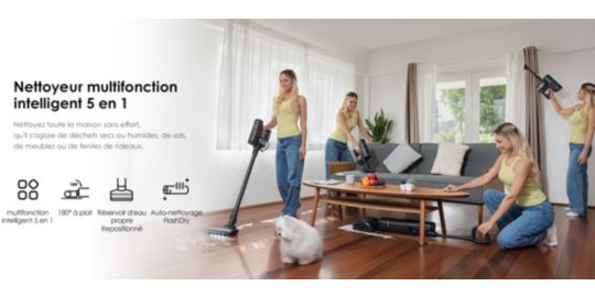 Aspirateur laveur TINECO Floor One S7 Switch Stretch premium Noir