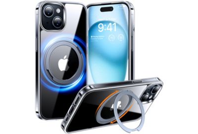 Coque intégrale TORRAS iPhone 15 Plus MagSafe + support rotatif