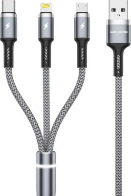 Câble Lightning AVIZAR USB 3 en 1 PD 1.2m Charge Rapide