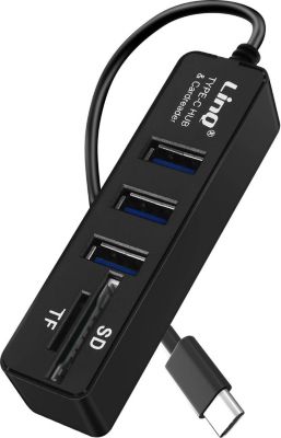 Adaptateur USB C LINQ Hub USB-C 5en1 3x USB Carte SD/Micro-SD