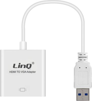 Adaptateur VGA LINQ USB 3.0 Mâle - VGA Femelle 1080P Blanc