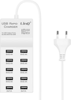 Chargeur LINQ Chargeur Secteur USB 10 Ports 50W Rechar