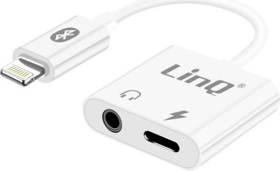 Adaptateur Lightning/Lightning LINQ Audio / Charge iPhone - Jack 3.5mm Blanc