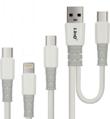 Câble USB LINQ 3en1 USB-C / Lightning / Micro-USB Noir