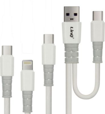 Câble USB LINQ 3en1 USB-C / Lightning / Micro-USB Noir