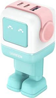 Chargeur UGREEN Robot 3ports USBC/USBA 65W Turquoise