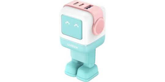 Chargeur UGREEN Robot 3ports USBC/USBA 65W Turquoise