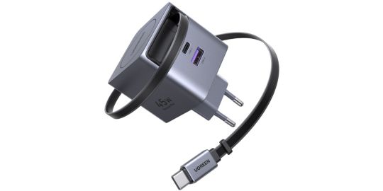 Chargeur UGREEN Retractable USBA USBC Noir 45W