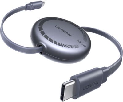 Câble USB C UGREEN Cable Rectractable 1m Noir 100W