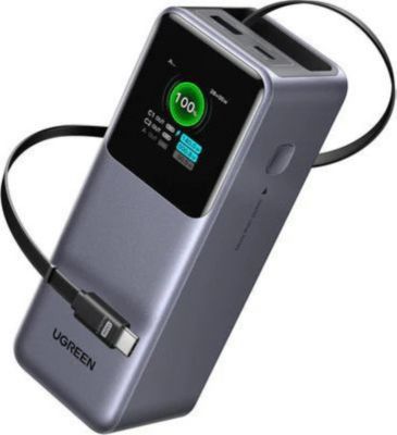 Batterie externe UGREEN Retractable USBA USBC  Noir 165W